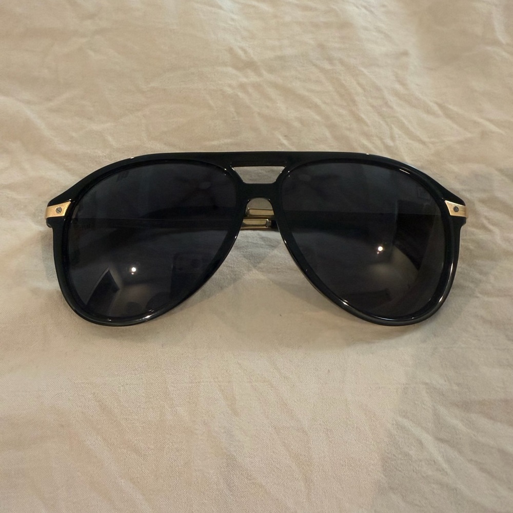Cartier Men's Aviator Sunglasses - Black with Gold Trim